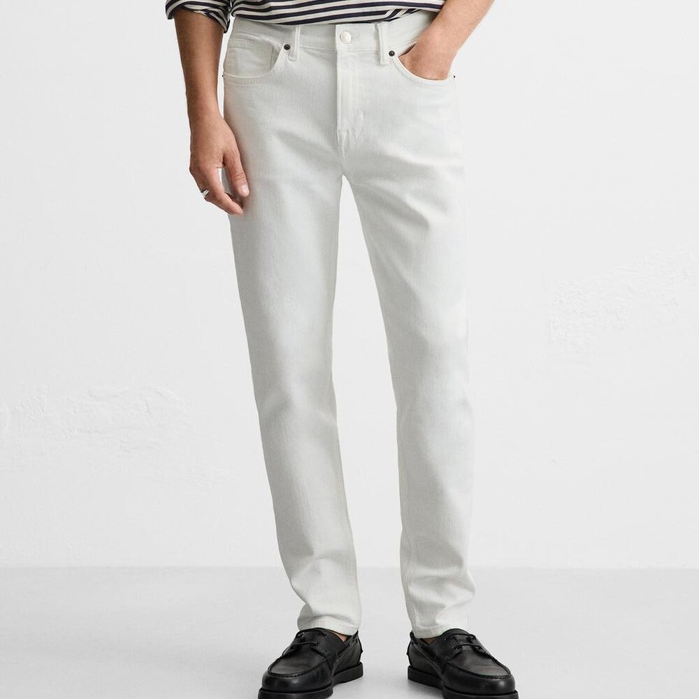 Zara Men's Slim Fit Denim Jean Pants (White) [Size 30 / Small]